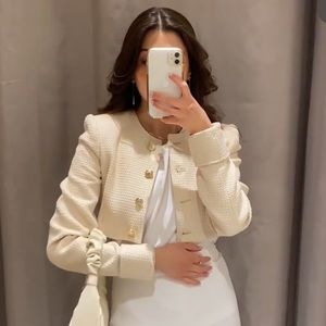 Zara Crop Cream Blazer
